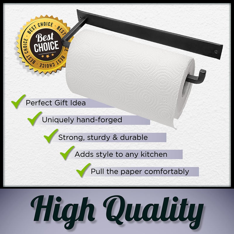 Stur-De Wrought Iron Paper Towel Holder - Wall Mount Paper Towel Rack for Kitchen, Rustic Wall Mount Holder for Farmhouse Style Homes & Vintage Houses, Black, 13.7 x 4.5 x 1.5 Inches - Image 5